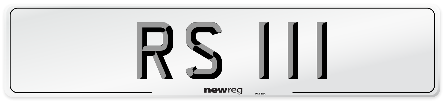 RS 111 Number Plate from New Reg